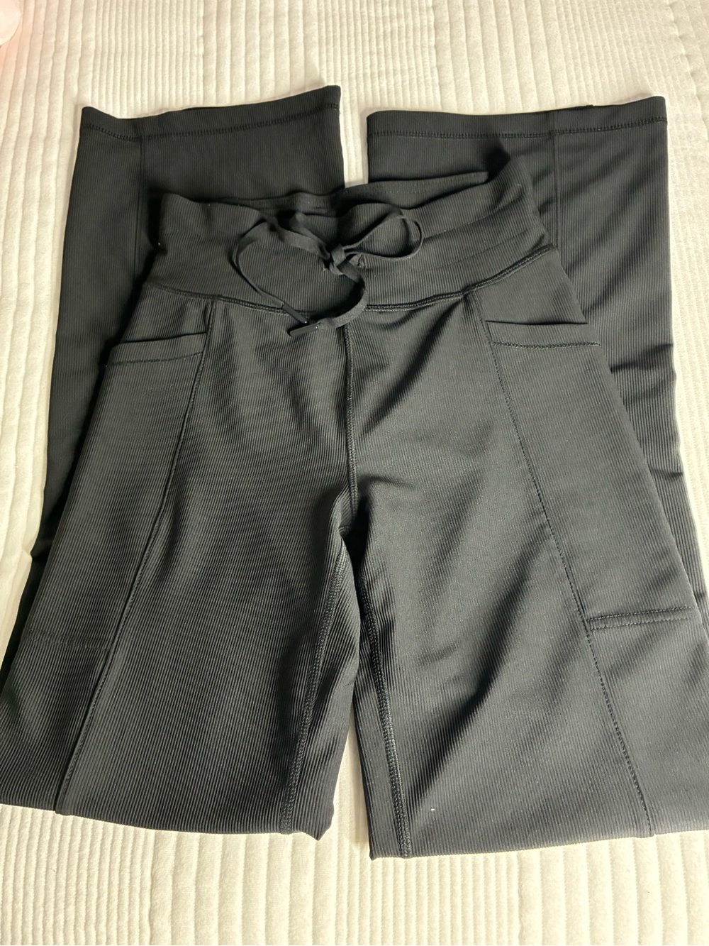 High-Rise Black Wide-Leg Drawstring Pants